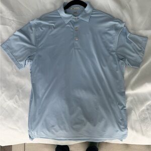 Peter Millar Performance Golf Polo | Men’s Medium | Light Blue Micro-Stripe